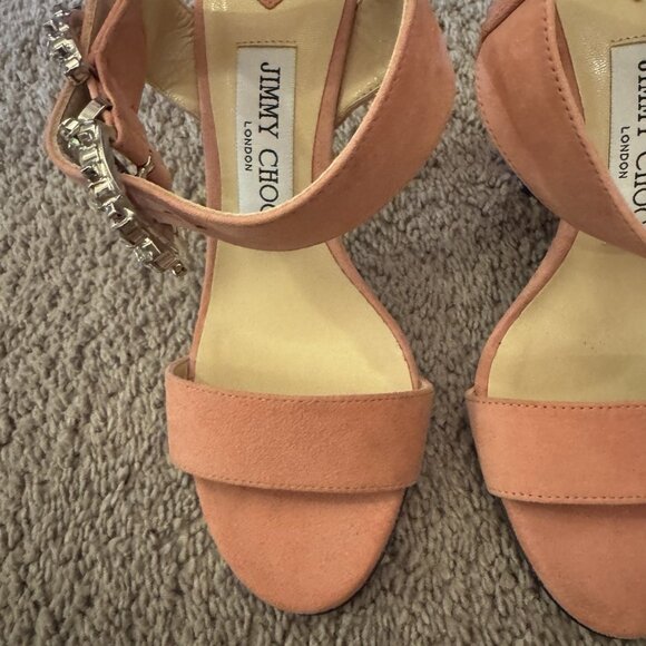 Jimmy Choo Suede Heels with Rhinestone Buckle - Picture 4 of 11